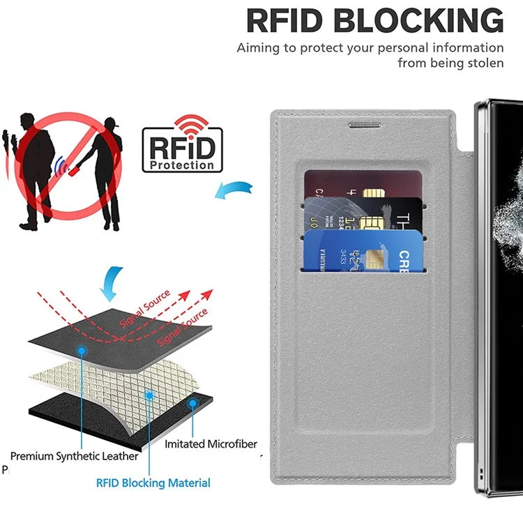 For Samsung Galaxy S22 Ultra 5G Case Card Slots Phone Cover Compatible with MagSafe