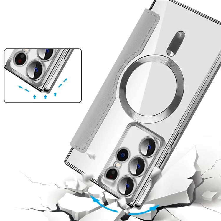 For Samsung Galaxy S22 Ultra 5G Case Card Slots Phone Cover Compatible with MagSafe