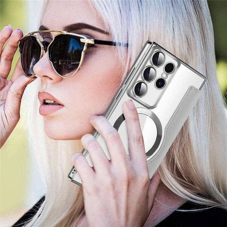 For Samsung Galaxy S22 Ultra 5G Case Card Slots Phone Cover Compatible with MagSafe