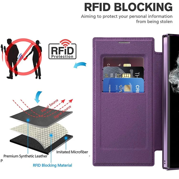 For Samsung Galaxy S22 Ultra 5G Case Card Slots Phone Cover Compatible with MagSafe