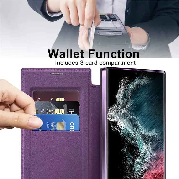 For Samsung Galaxy S22 Ultra 5G Case Card Slots Phone Cover Compatible with MagSafe