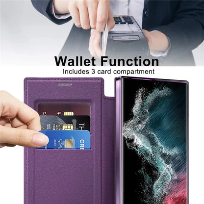 For Samsung Galaxy S22 Ultra 5G Case Card Slots Phone Cover Compatible with MagSafe