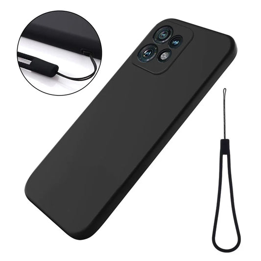 For Motorola Edge+ (2023) Case Liquid Silicone Mobile Phone Cover with Strap