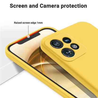 For Motorola Edge+ (2023) Case Liquid Silicone Mobile Phone Cover with Strap