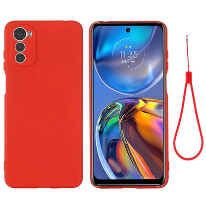 For Motorola Moto E32s 4G Case Anti-scratch Liquid Silicone Phone Cover with Strap