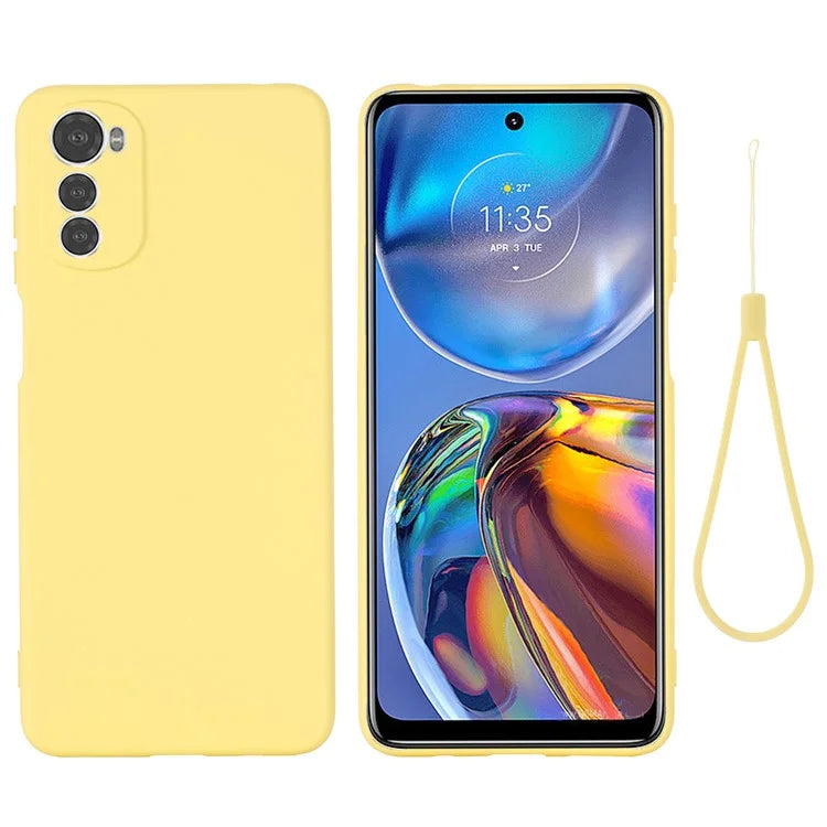 For Motorola Moto E32s 4G Case Anti-scratch Liquid Silicone Phone Cover with Strap