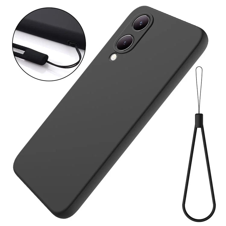 For vivo Y17s 4G Case Soft Lining Liquid Silicone Protective Phone Cover with Strap