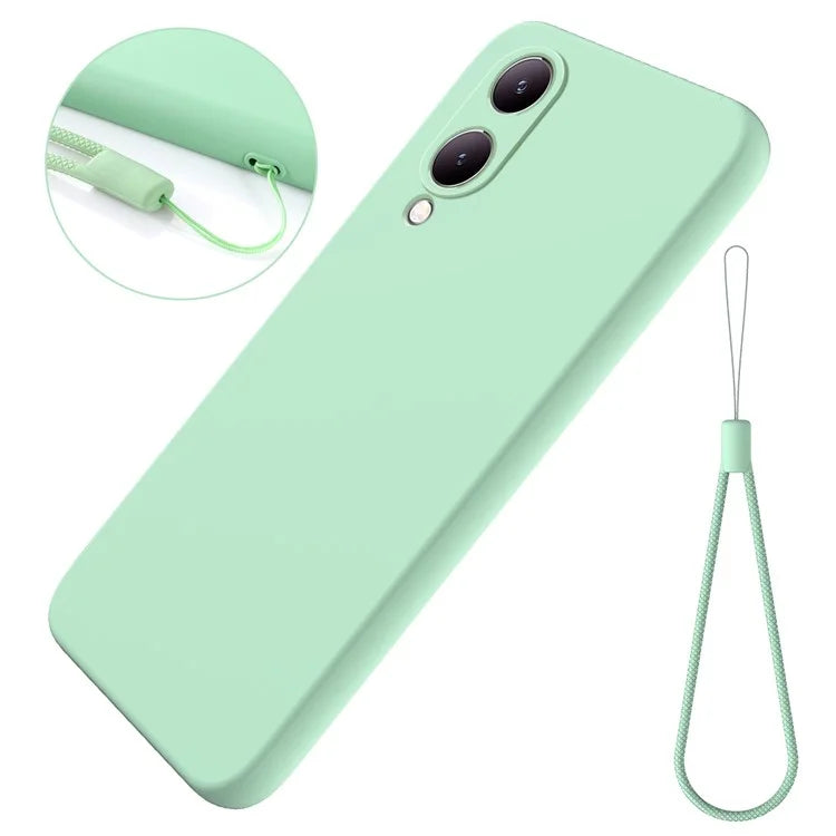 For vivo Y17s 4G Case Soft Lining Liquid Silicone Protective Phone Cover with Strap