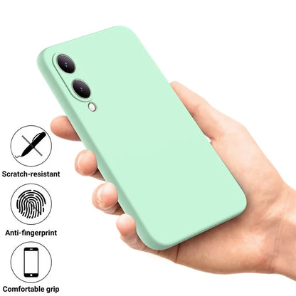 For vivo Y17s 4G Case Soft Lining Liquid Silicone Protective Phone Cover with Strap