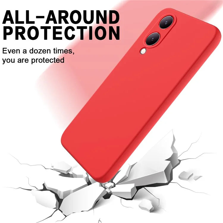 For vivo Y17s 4G Case Soft Lining Liquid Silicone Protective Phone Cover with Strap
