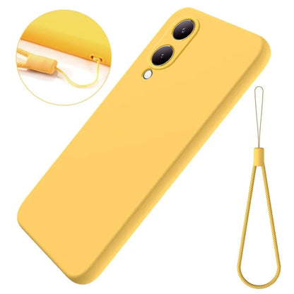 For vivo Y17s 4G Case Soft Lining Liquid Silicone Protective Phone Cover with Strap