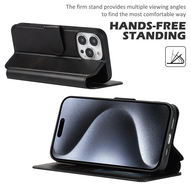 For iPhone 15 Pro Max Phone Case Folio Flip Design Leather Wallet Cover