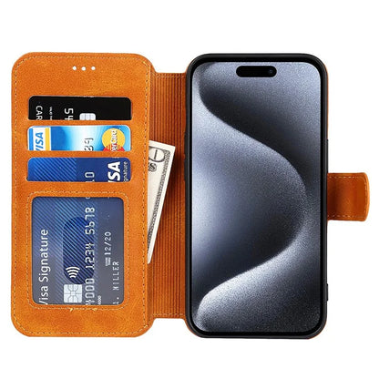 For iPhone 15 Pro Max Phone Case Folio Flip Design Leather Wallet Cover