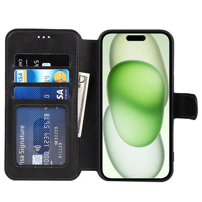For iPhone 15 Case Shockproof Leather Phone Cover with Stand Wallet Design