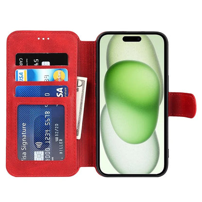 For iPhone 15 Case Shockproof Leather Phone Cover with Stand Wallet Design