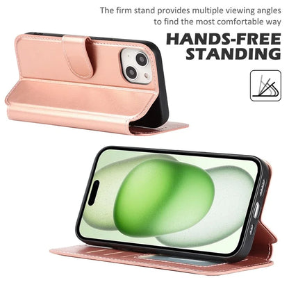 For iPhone 15 Case Shockproof Leather Phone Cover with Stand Wallet Design