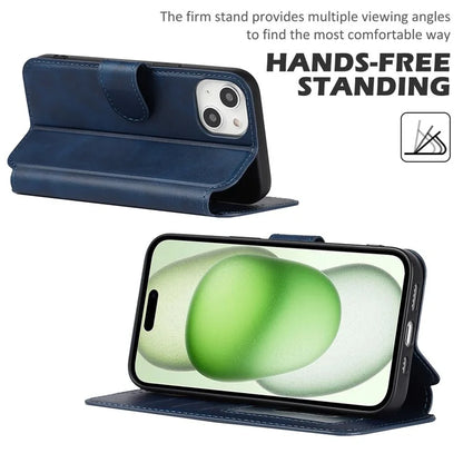 For iPhone 15 Case Shockproof Leather Phone Cover with Stand Wallet Design