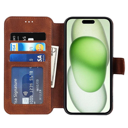 For iPhone 15 Case Shockproof Leather Phone Cover with Stand Wallet Design