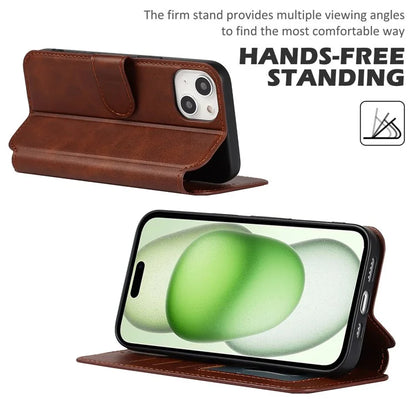 For iPhone 15 Case Shockproof Leather Phone Cover with Stand Wallet Design