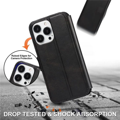 For iPhone 15 Pro PU Leather Case Shockproof Wallet Mobile Phone Cover