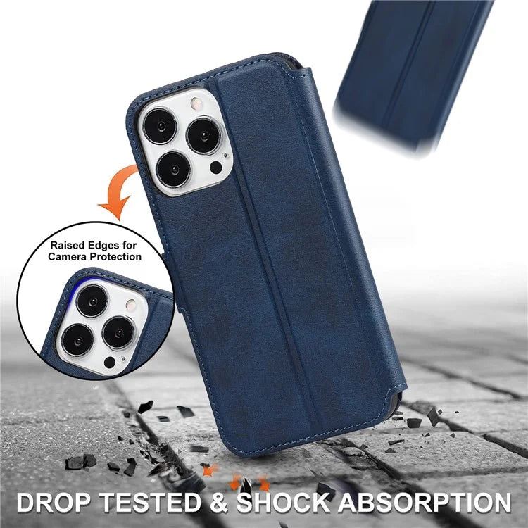 For iPhone 15 Pro PU Leather Case Shockproof Wallet Mobile Phone Cover
