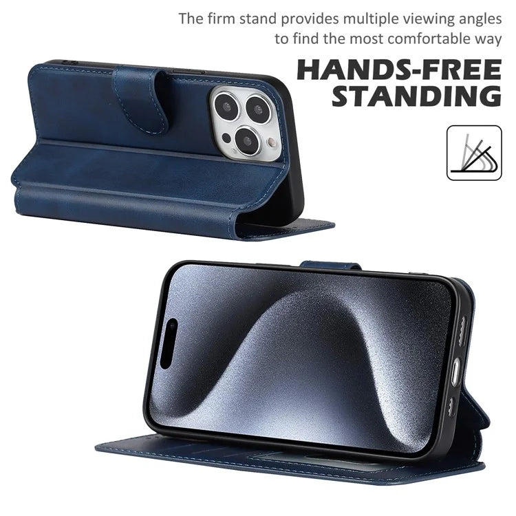 For iPhone 15 Pro PU Leather Case Shockproof Wallet Mobile Phone Cover
