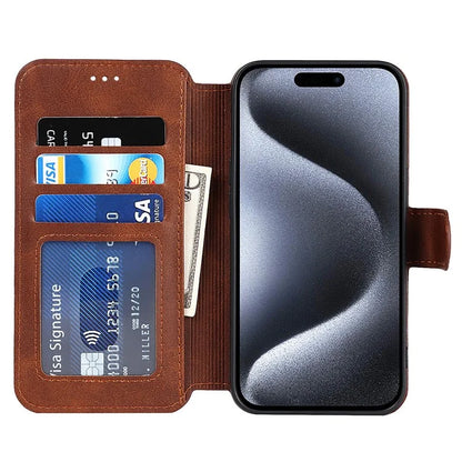 For iPhone 15 Pro PU Leather Case Shockproof Wallet Mobile Phone Cover