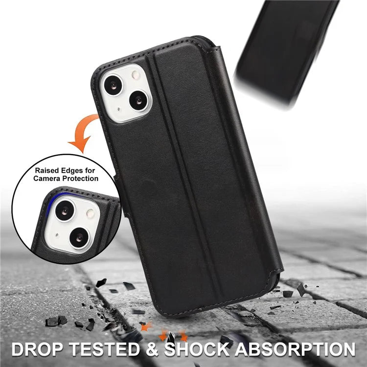 For iPhone 14 PU Leather Case Shockproof Wallet Phone Protector