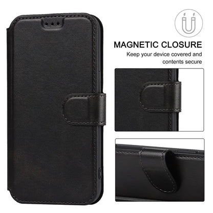 For iPhone 14 PU Leather Case Shockproof Wallet Phone Protector
