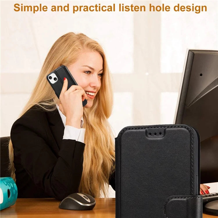 For iPhone 14 PU Leather Case Shockproof Wallet Phone Protector