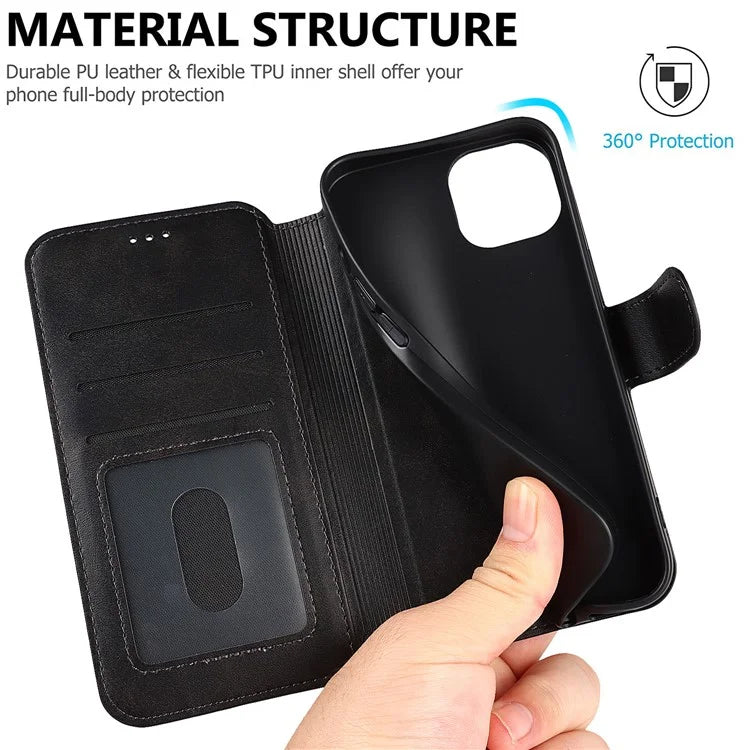 For iPhone 14 PU Leather Case Shockproof Wallet Phone Protector