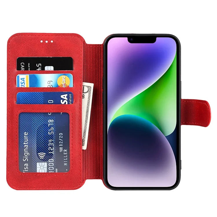For iPhone 14 PU Leather Case Shockproof Wallet Phone Protector