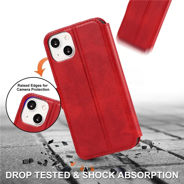 For iPhone 14 PU Leather Case Shockproof Wallet Phone Protector