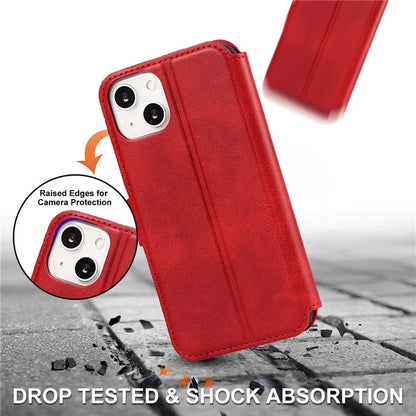 For iPhone 14 PU Leather Case Shockproof Wallet Phone Protector