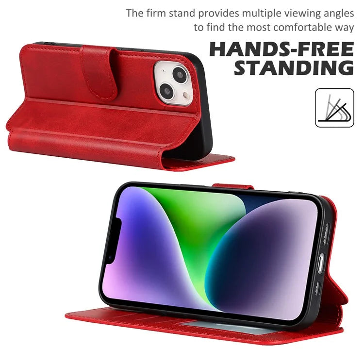 For iPhone 14 PU Leather Case Shockproof Wallet Phone Protector