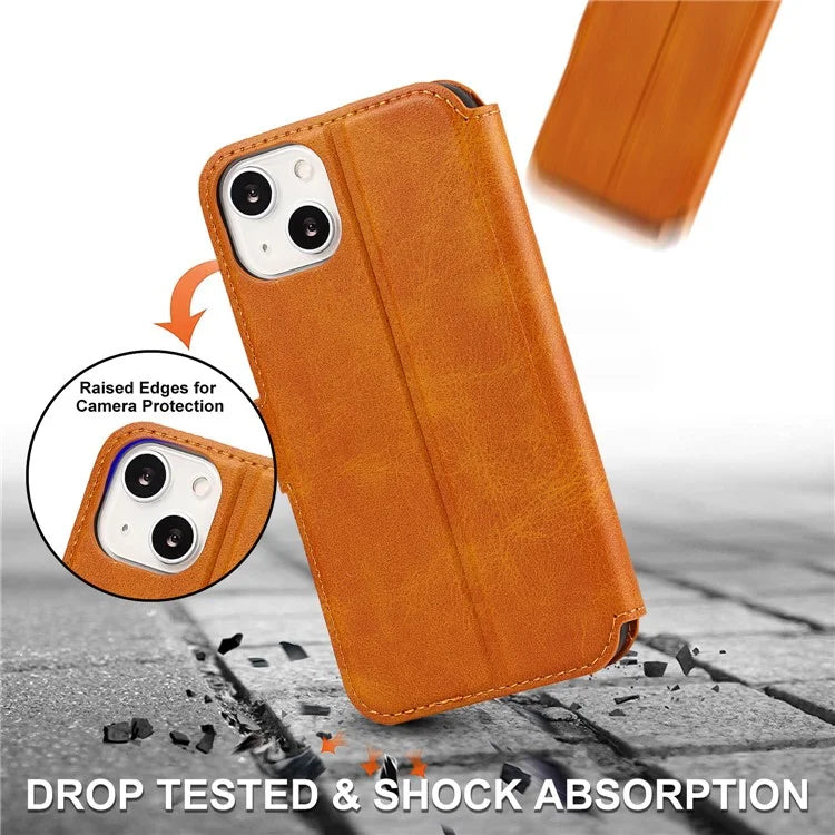 For iPhone 14 PU Leather Case Shockproof Wallet Phone Protector
