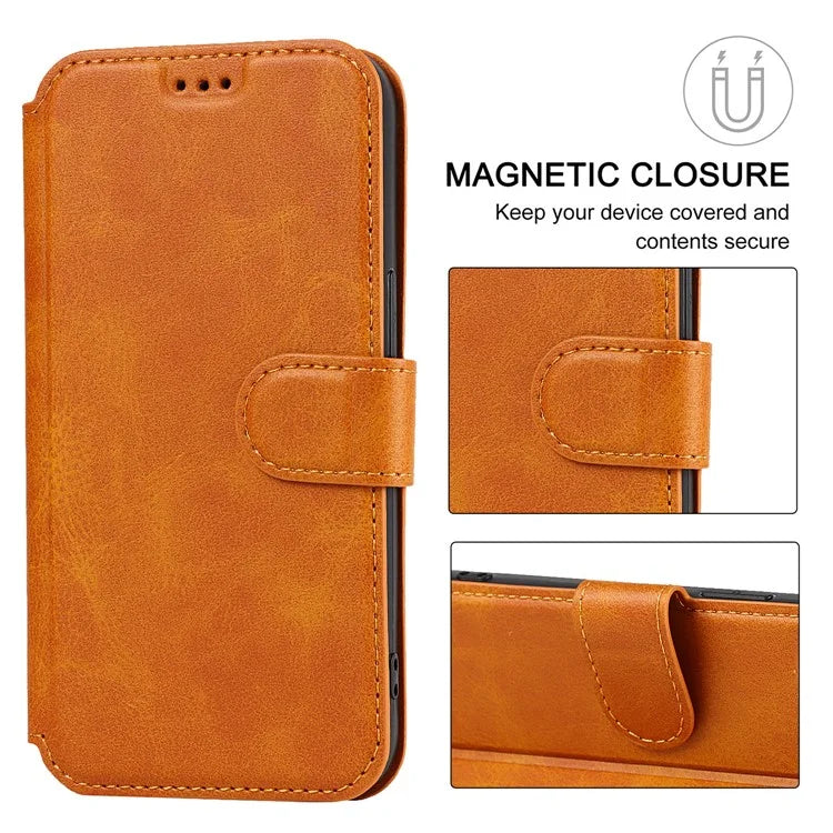For iPhone 14 PU Leather Case Shockproof Wallet Phone Protector