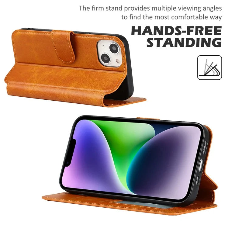For iPhone 14 PU Leather Case Shockproof Wallet Phone Protector