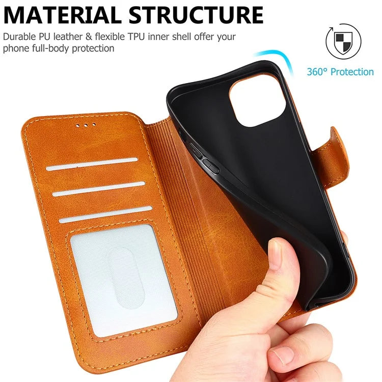 For iPhone 14 PU Leather Case Shockproof Wallet Phone Protector