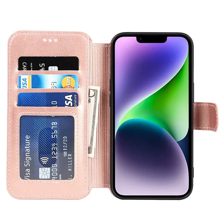 For iPhone 14 PU Leather Case Shockproof Wallet Phone Protector