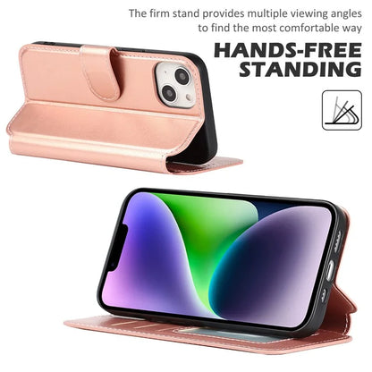 For iPhone 14 PU Leather Case Shockproof Wallet Phone Protector
