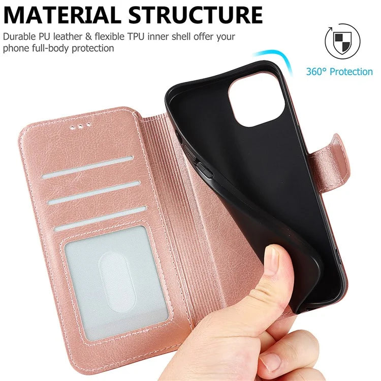 For iPhone 14 PU Leather Case Shockproof Wallet Phone Protector