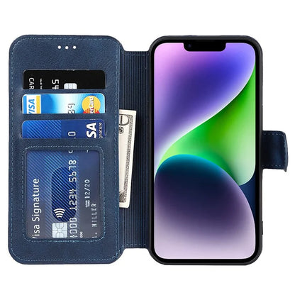 For iPhone 14 PU Leather Case Shockproof Wallet Phone Protector