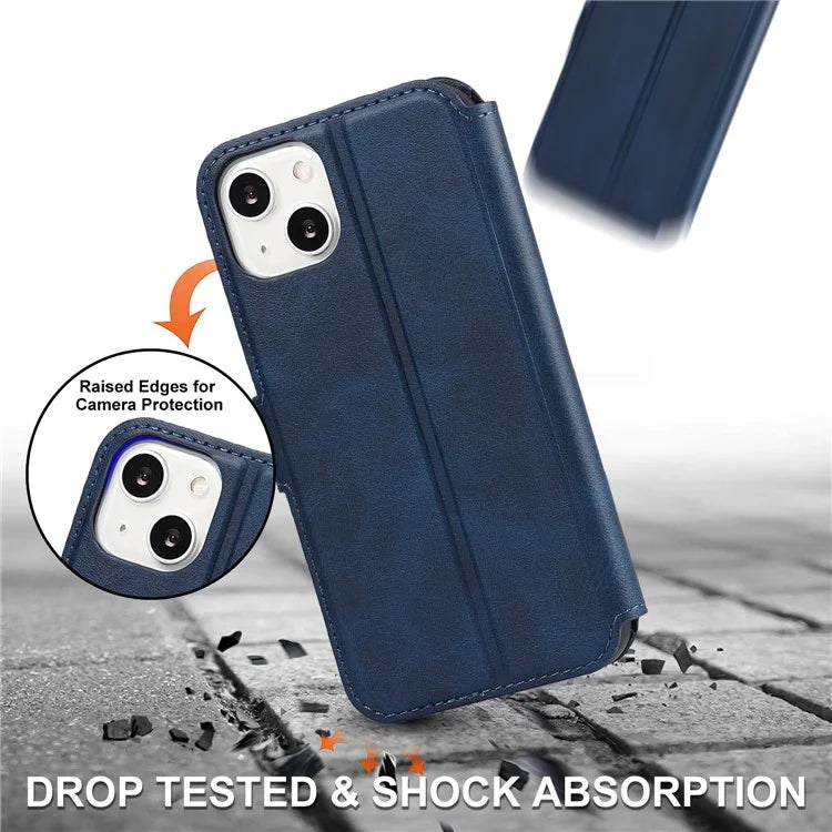 For iPhone 14 PU Leather Case Shockproof Wallet Phone Protector