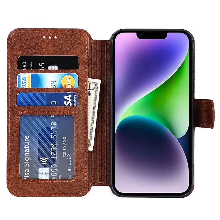 For iPhone 14 PU Leather Case Shockproof Wallet Phone Protector