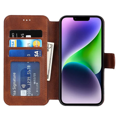 For iPhone 14 PU Leather Case Shockproof Wallet Phone Protector