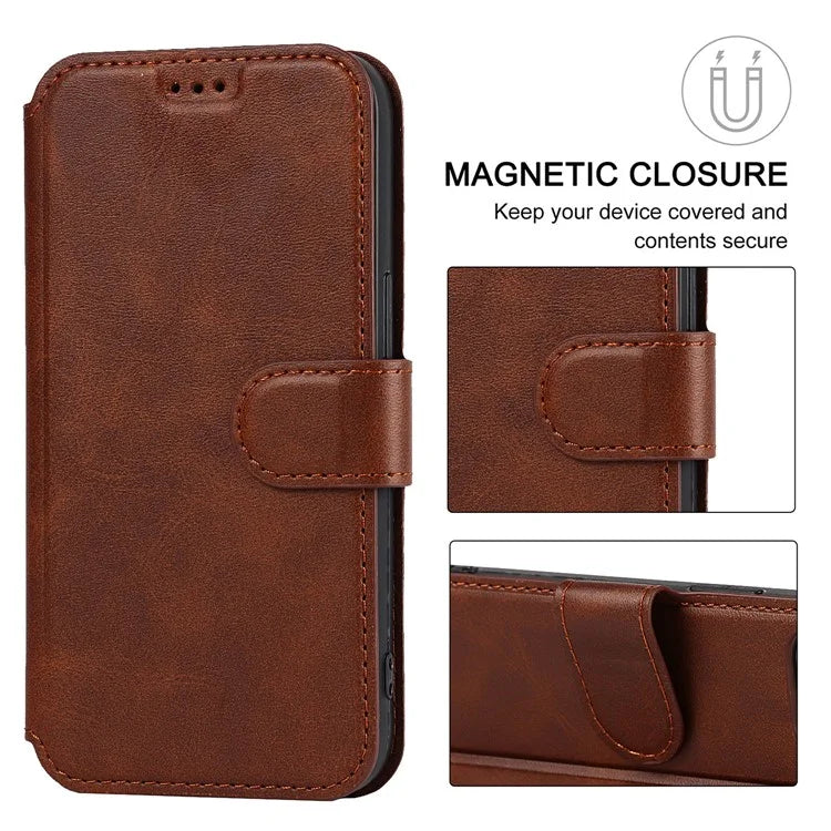 For iPhone 14 PU Leather Case Shockproof Wallet Phone Protector