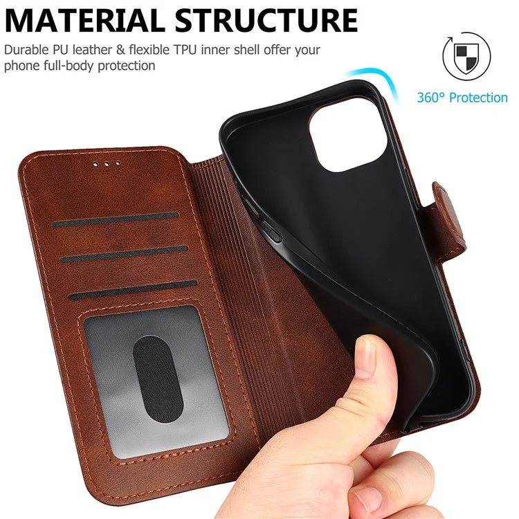For iPhone 14 PU Leather Case Shockproof Wallet Phone Protector