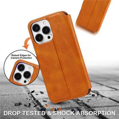 For iPhone 14 Pro Case PU Leather Shockproof Wallet Protective Phone Cover