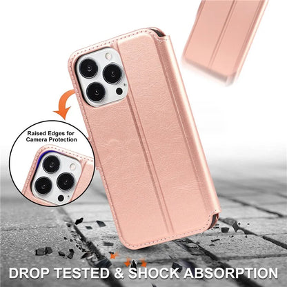 For iPhone 14 Pro Case PU Leather Shockproof Wallet Protective Phone Cover